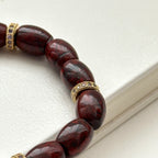 BS213 [Pisces Aries | Born in March] Bloodstone Classical Gold-plated Bracelet