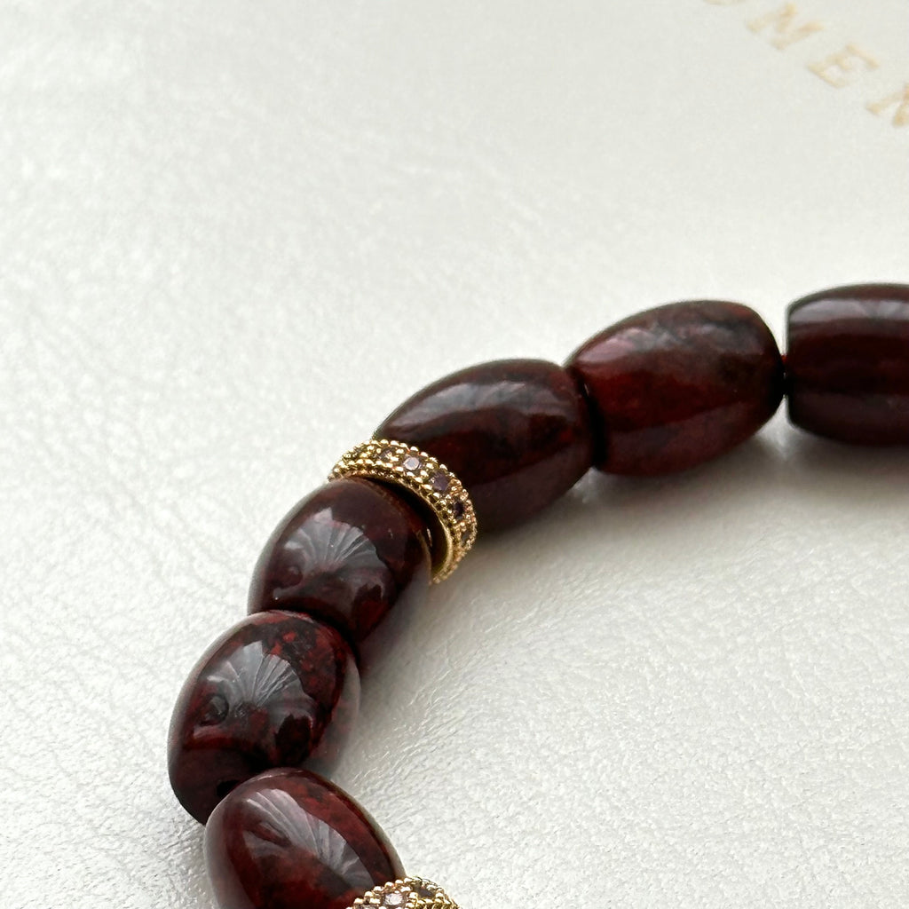BS213 [Pisces Aries | Born in March] Bloodstone Classical Gold-plated Bracelet