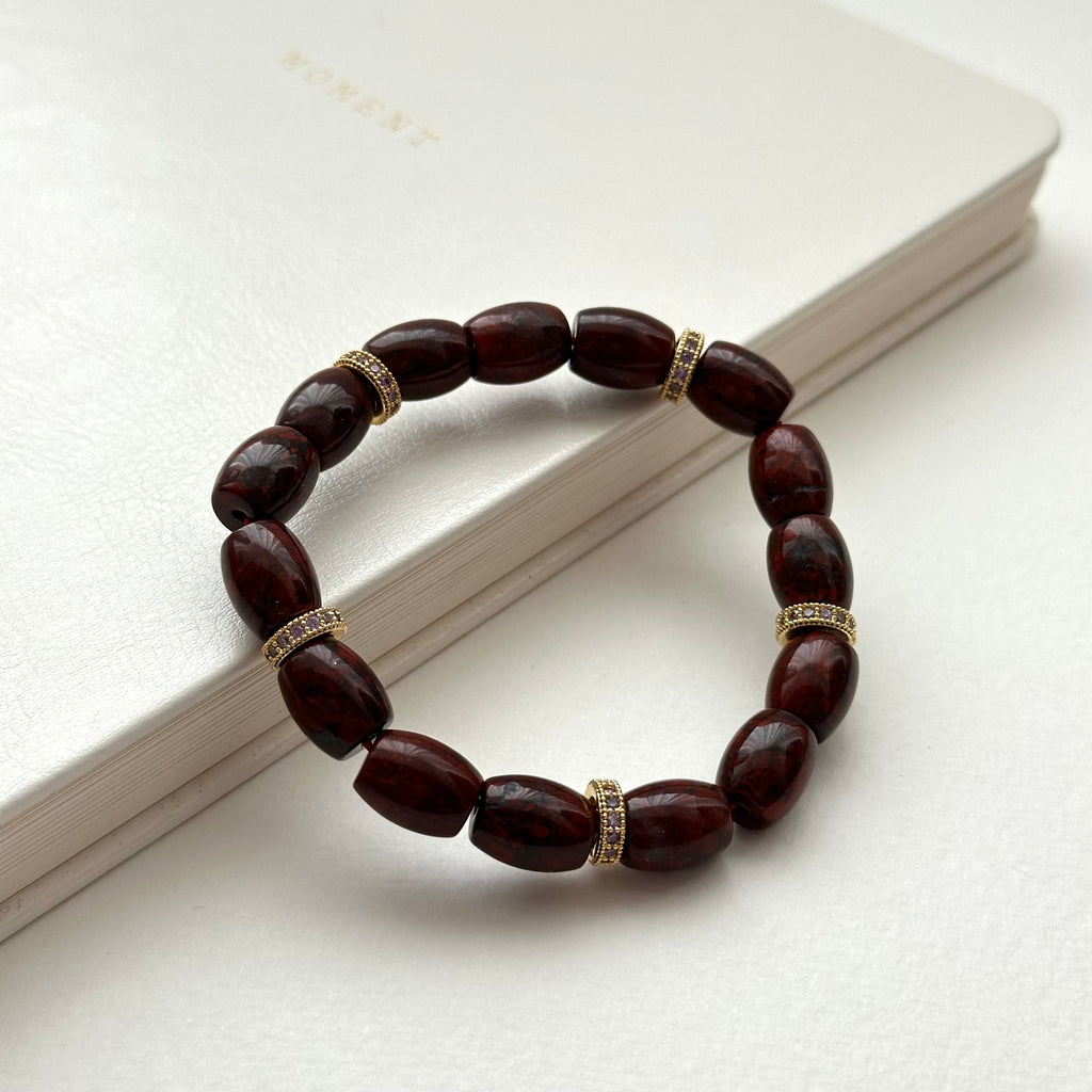 BS213 [Pisces Aries | Born in March] Bloodstone Classical Gold-plated Bracelet