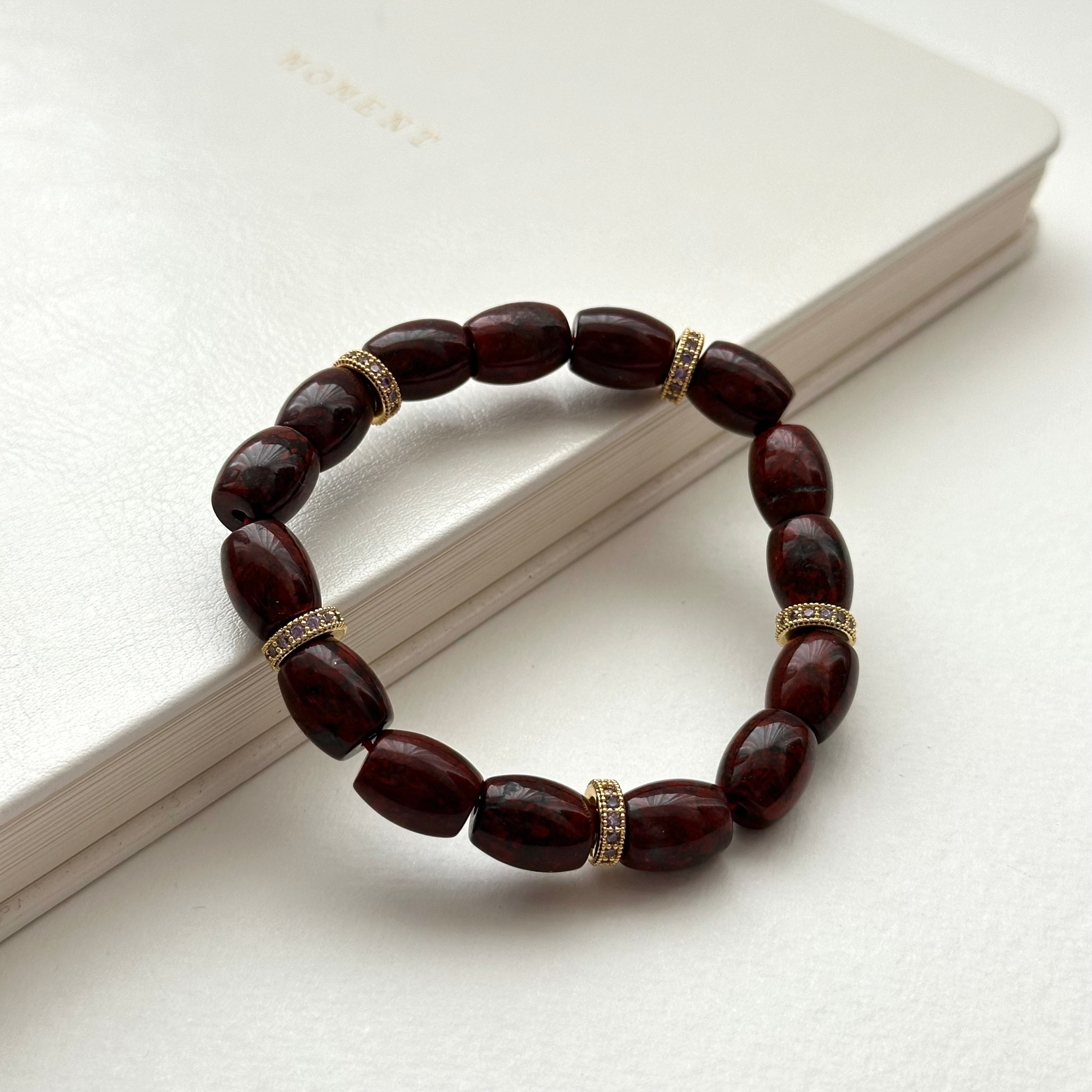 BS213 [Pisces Aries | Born in March] Bloodstone Classical Gold-plated Bracelet