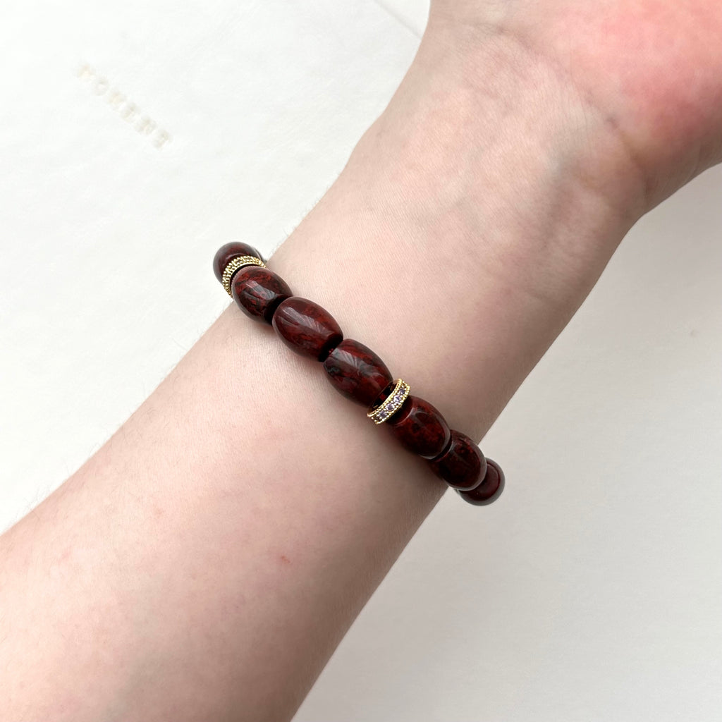 BS213 [Pisces Aries | Born in March] Bloodstone Classical Gold-plated Bracelet