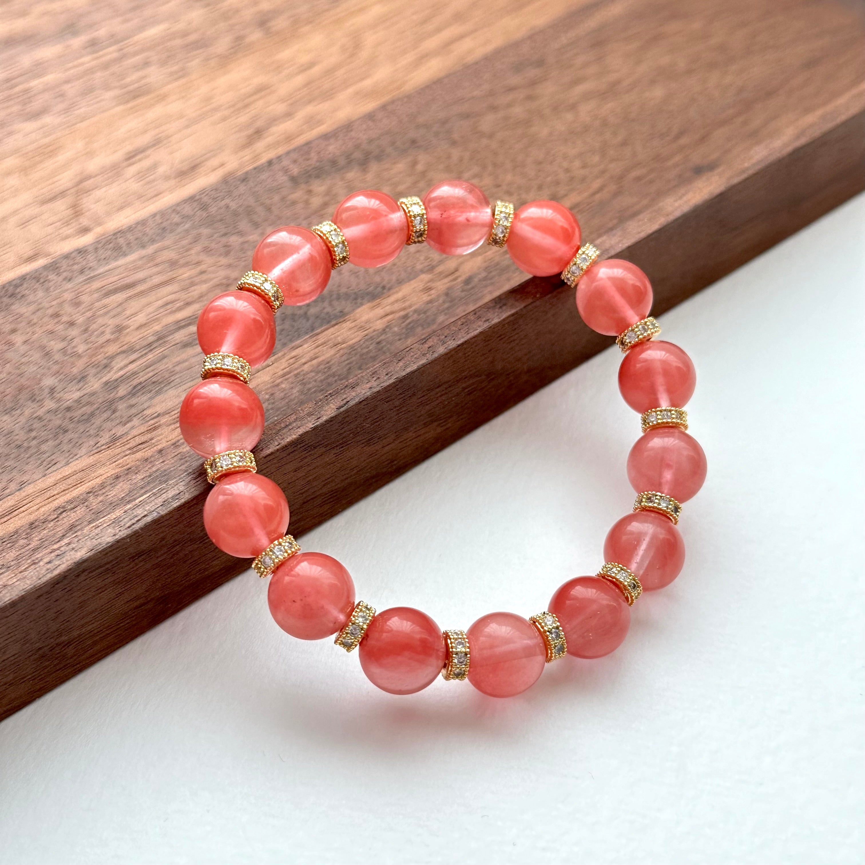 BS30 [Lucky] Watermelon Red 18K Gold-plated Classic Bracelet Watermelon Quartz Classic Gold Accessories Bracelet