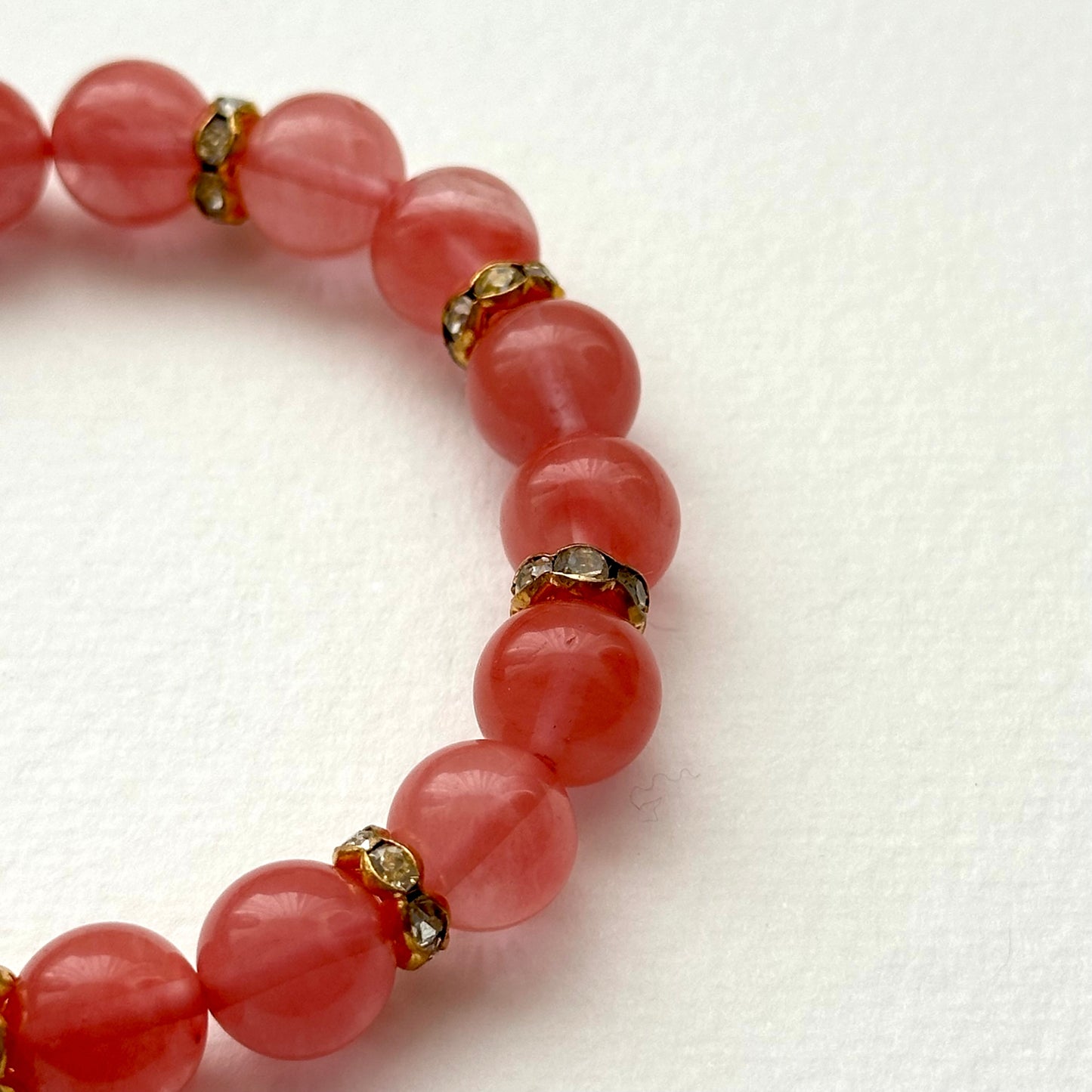 BS31 【幸運】西瓜紅18K鍍金手鏈手串 Watermelon Quartz Classic Gold Accessories Bracelet