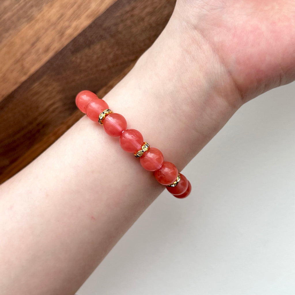 BS31 [Lucky] Watermelon Red 18K Gold-plated Bracelet Watermelon Quartz Classic Gold Accessories Bracelet