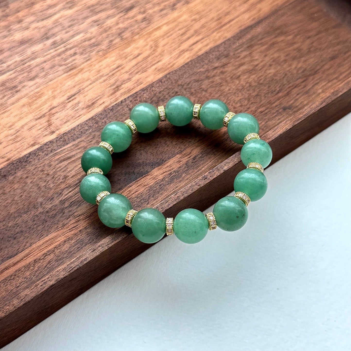 BS22 綠東陵 • 古典金配飾手鏈手串 Green Aventurine Classic Gold Accessories Bracelet