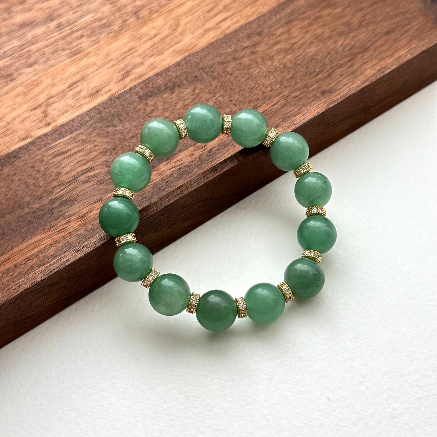 BS22 綠東陵 • 古典金配飾手鏈手串 Green Aventurine Classic Gold Accessories Bracelet