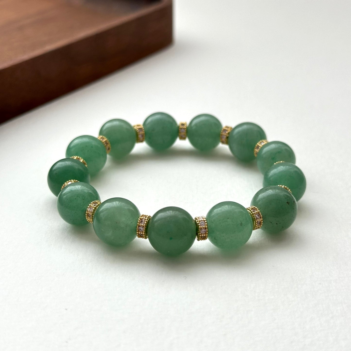 BS22 綠東陵 • 古典金配飾手鏈手串 Green Aventurine Classic Gold Accessories Bracelet