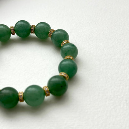 BS22 綠東陵 • 古典金配飾手鏈手串 Green Aventurine Classic Gold Accessories Bracelet