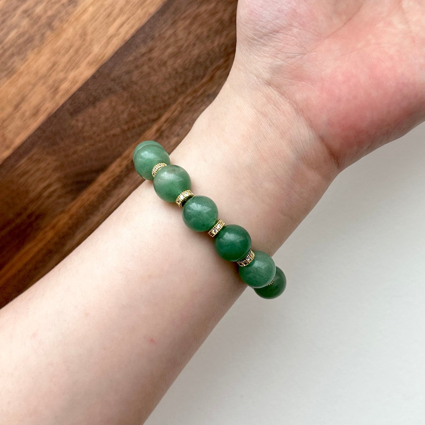 BS22 綠東陵 • 古典金配飾手鏈手串 Green Aventurine Classic Gold Accessories Bracelet