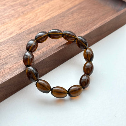 B84 [Powerful spiritual protection stone] Smoky quartz oval pure bead bracelet