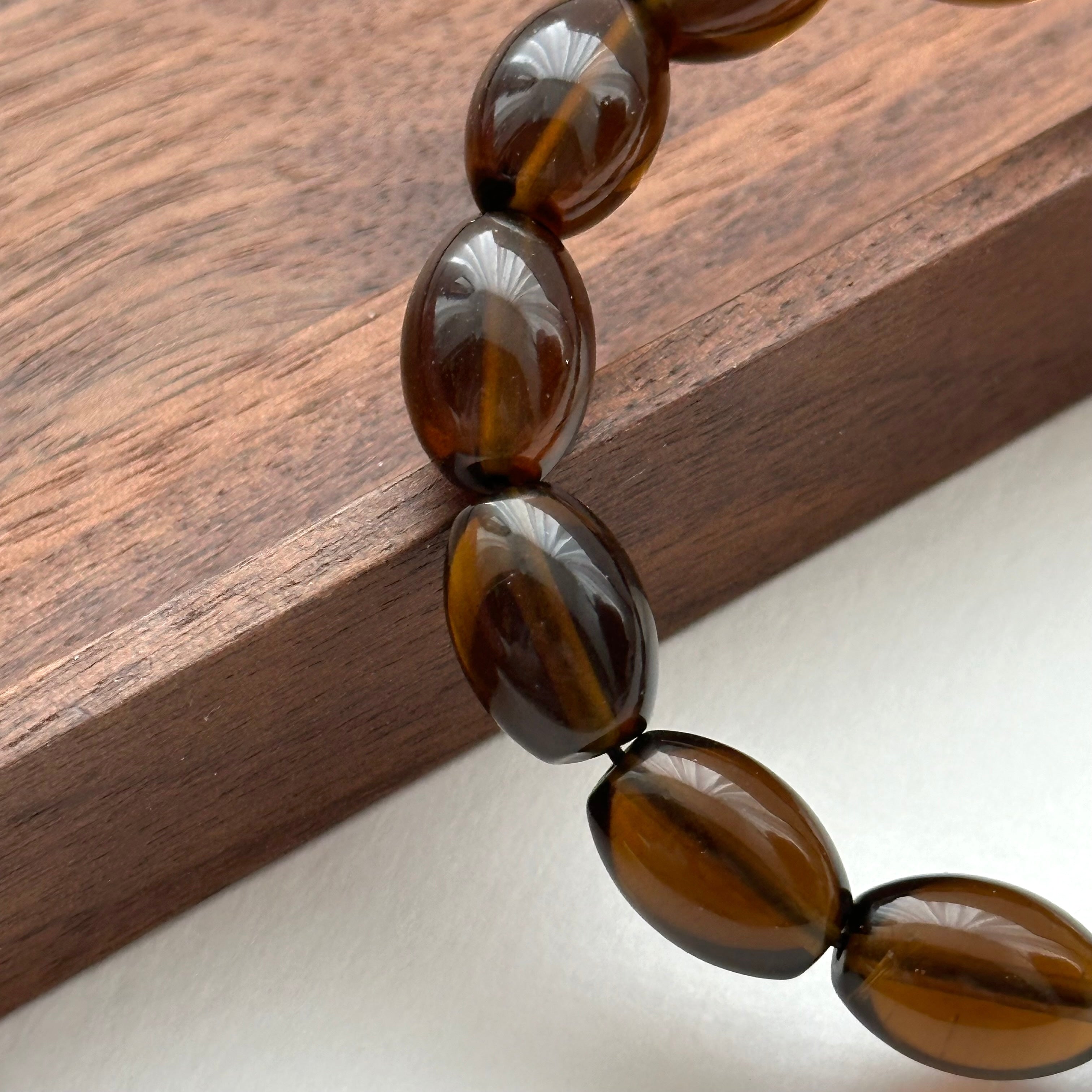 B84 【強大心靈保護石】茶晶橢圓純珠手鏈手串