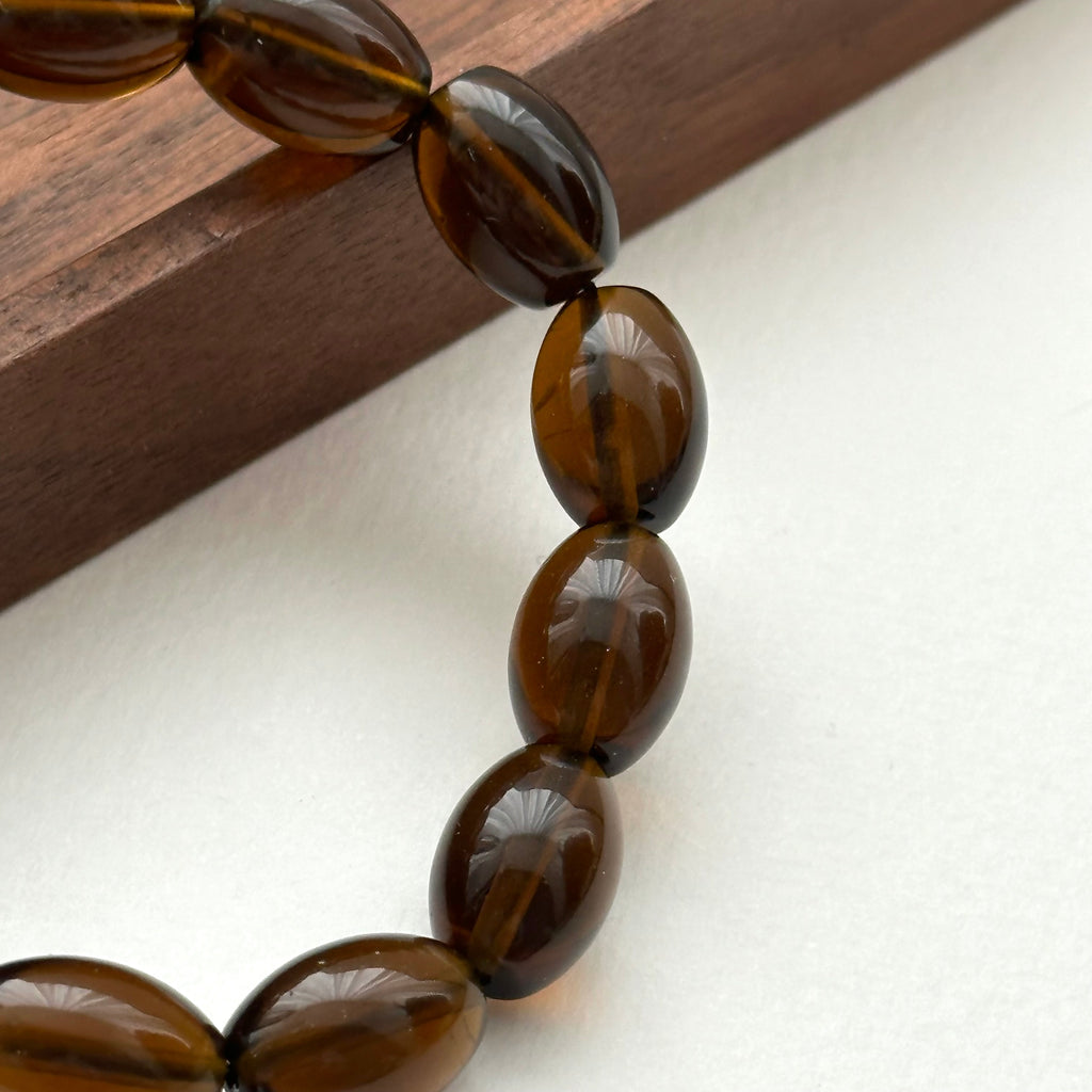 B84 【強大心靈保護石】茶晶橢圓純珠手鏈手串