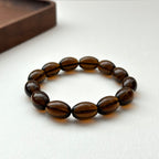 B84 【強大心靈保護石】茶晶橢圓純珠手鏈手串