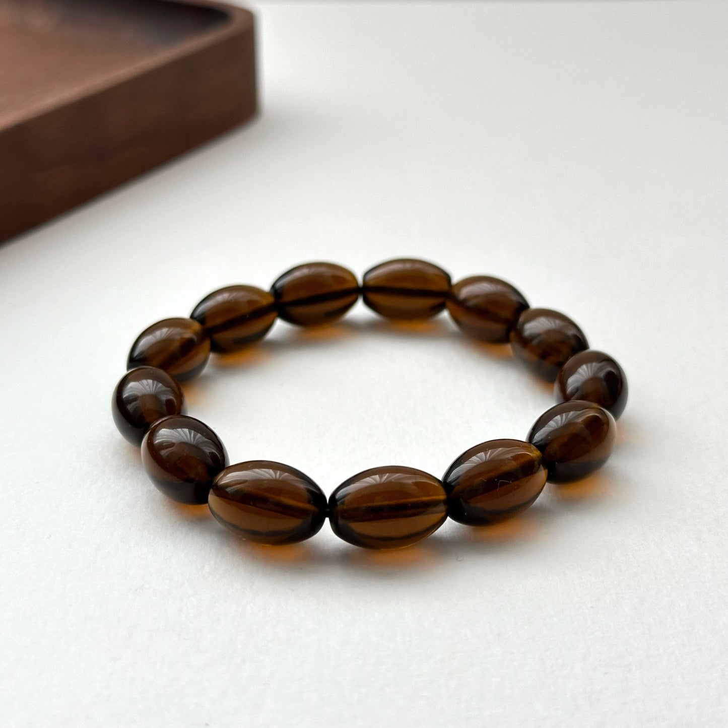 B84 [Powerful spiritual protection stone] Smoky quartz oval pure bead bracelet