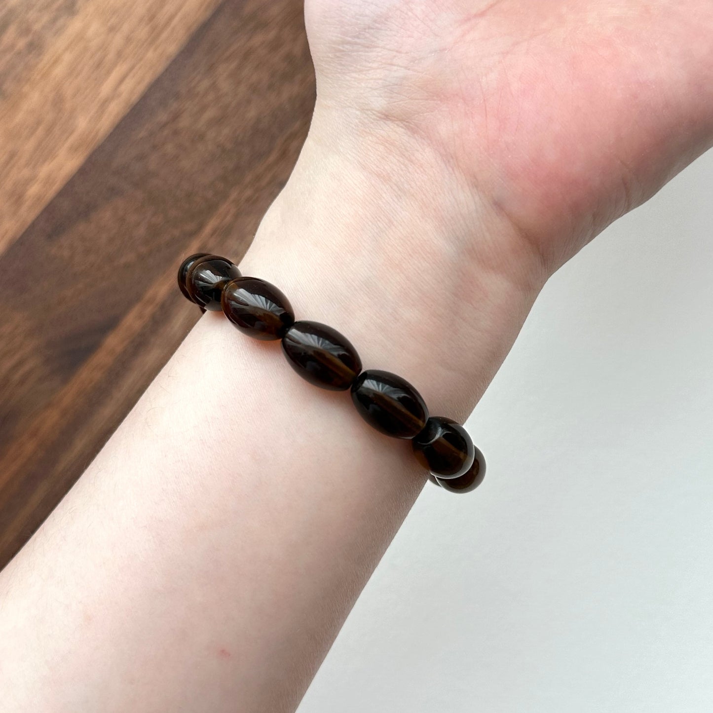 B84 [Powerful spiritual protection stone] Smoky quartz oval pure bead bracelet