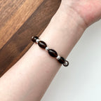 BS215 [Powerful Stone for Spiritual Protection] Smoky Quartz Oval Simple Silver-Plated Bracelet