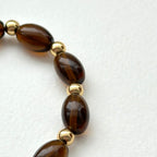 BS216 [Powerful Spiritual Protection Stone] Smoky Quartz Oval Simple Gold-Plated Bracelet