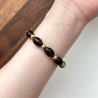 BS216 [Powerful Spiritual Protection Stone] Smoky Quartz Oval Simple Gold-Plated Bracelet