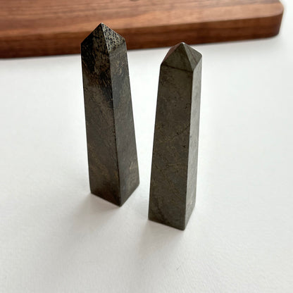 TS11 [Powerful Energy Guardian Series] Chalcopyrite Four-cornered Obelisk Crystal Column Office and Home Healing Decoration
