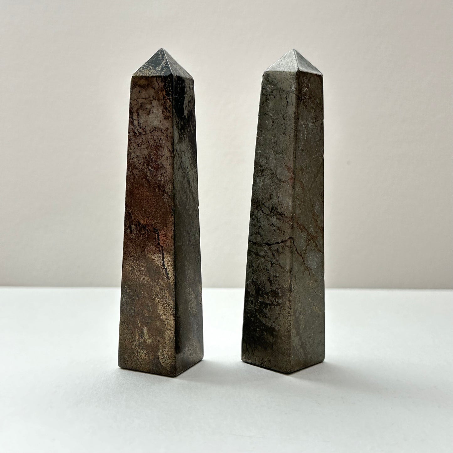TS11 [Powerful Energy Guardian Series] Chalcopyrite Four-cornered Obelisk Crystal Column Office and Home Healing Decoration