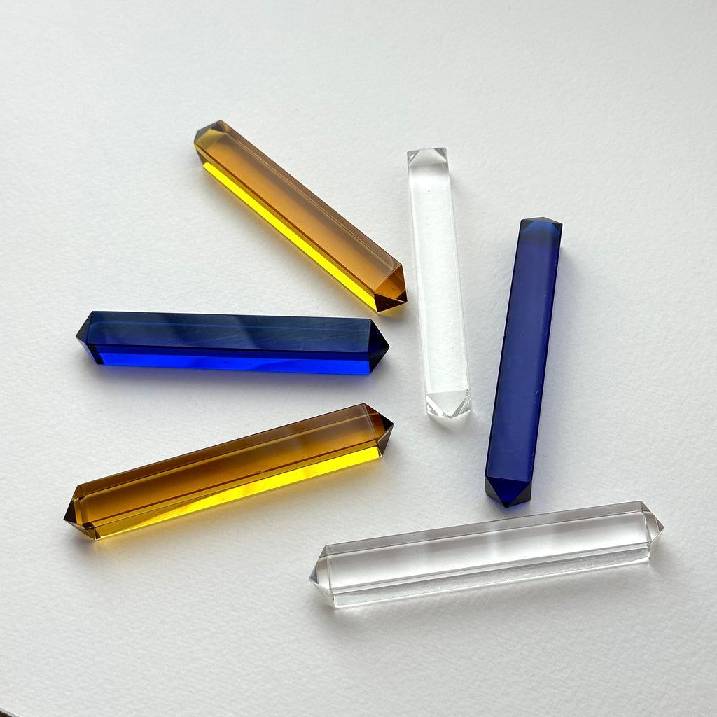 TS12【原石|琉璃柱】白藍黃琉璃擺設