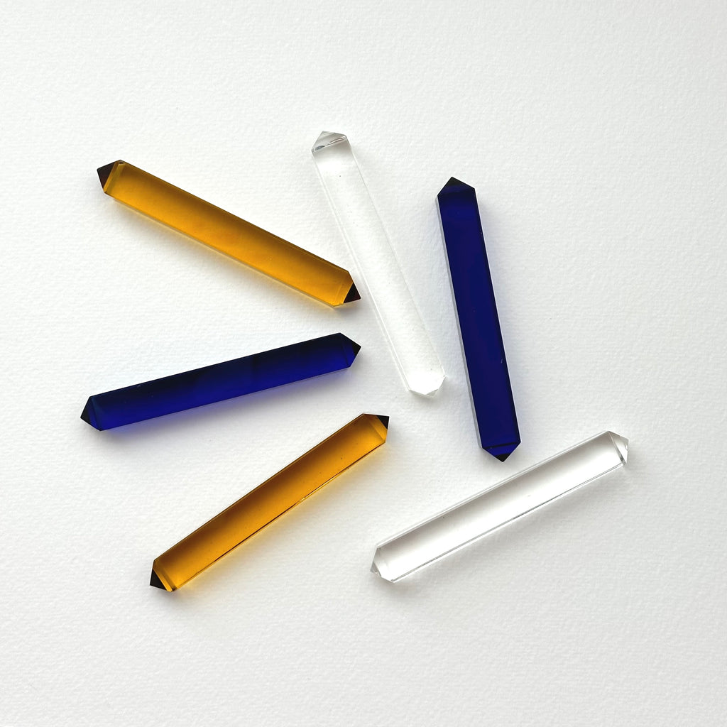 TS12【原石|琉璃柱】白藍黃琉璃擺設