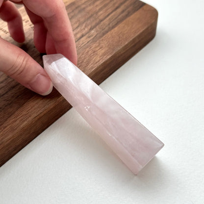 TS18 [Libra Scorpio | October] Rose Quartz Long Hexagonal Crystal Column for Healing and Romance in the Office or at Home