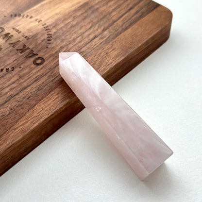 TS18 [Libra Scorpio | October] Rose Quartz Long Hexagonal Crystal Column for Healing and Romance in the Office or at Home