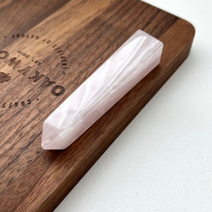 TS18 [Libra Scorpio | October] Rose Quartz Long Hexagonal Crystal Column for Healing and Romance in the Office or at Home