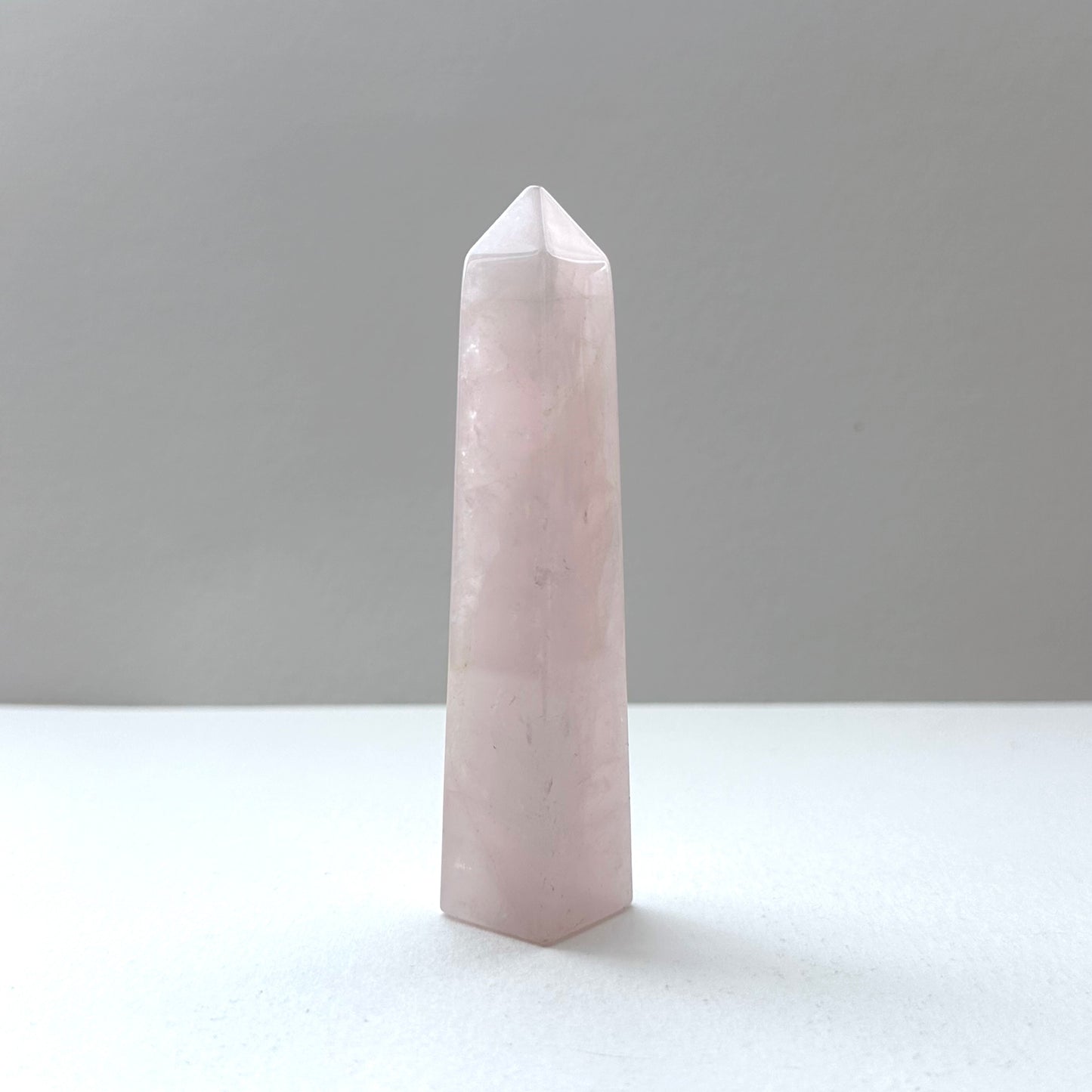 TS18 [Libra Scorpio | October] Rose Quartz Long Hexagonal Crystal Column for Healing and Romance in the Office or at Home