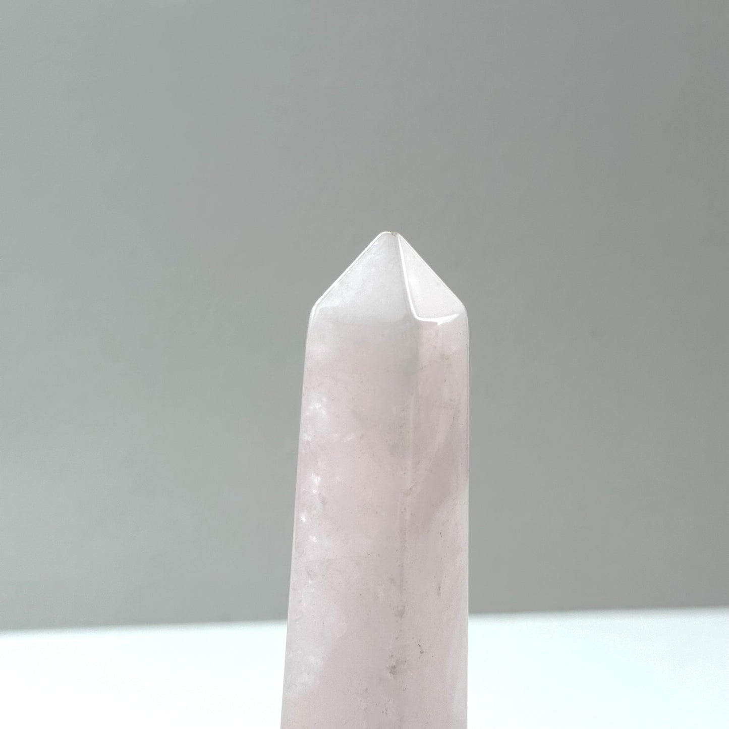 TS18 [Libra Scorpio | October] Rose Quartz Long Hexagonal Crystal Column for Healing and Romance in the Office or at Home