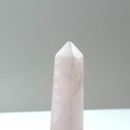 TS18 [Libra Scorpio | October] Rose Quartz Long Hexagonal Crystal Column for Healing and Romance in the Office or at Home