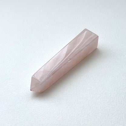 TS18 [Libra Scorpio | October] Rose Quartz Long Hexagonal Crystal Column for Healing and Romance in the Office or at Home