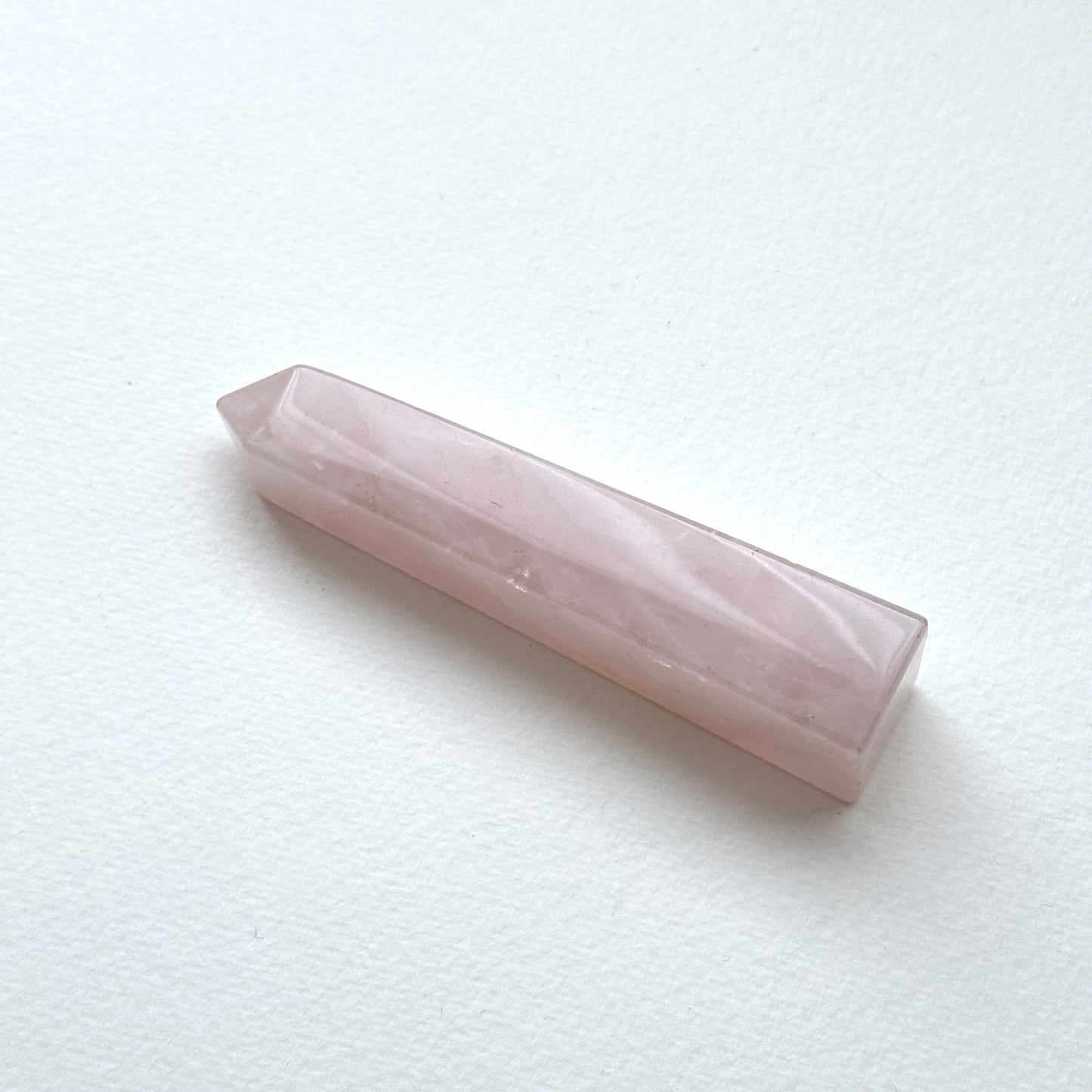 TS18 [Libra Scorpio | October] Rose Quartz Long Hexagonal Crystal Column for Healing and Romance in the Office or at Home