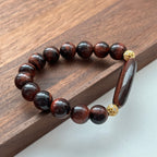 BS217 [Gemini Birthstone] Red Tiger Eye 18k Gold Plated Ball Bracelet