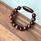 BS218 [Gemini Birthstone] Red Tiger Eye Simple Silver-plated Bracelet