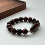 BS218 [Gemini Birthstone] Red Tiger Eye Simple Silver-plated Bracelet