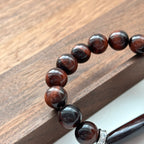 BS219 [Gemini Birthstone] Red Tiger Eye Ring Silver Plated Bracelet