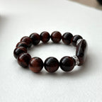 BS219 [Gemini Birthstone] Red Tiger Eye Ring Silver Plated Bracelet
