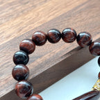 BS221 [Gemini Birthstone] Red Tiger Eye 18k Empty Gold-plated Bracelet