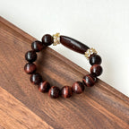 BS223 [Gemini Birthstone] Red Tiger Eye 14k Gear Gold-plated Bracelet