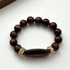 BS223 [Gemini Birthstone] Red Tiger Eye 14k Gear Gold-plated Bracelet