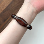 BS218 [Gemini Birthstone] Red Tiger Eye Simple Silver-plated Bracelet