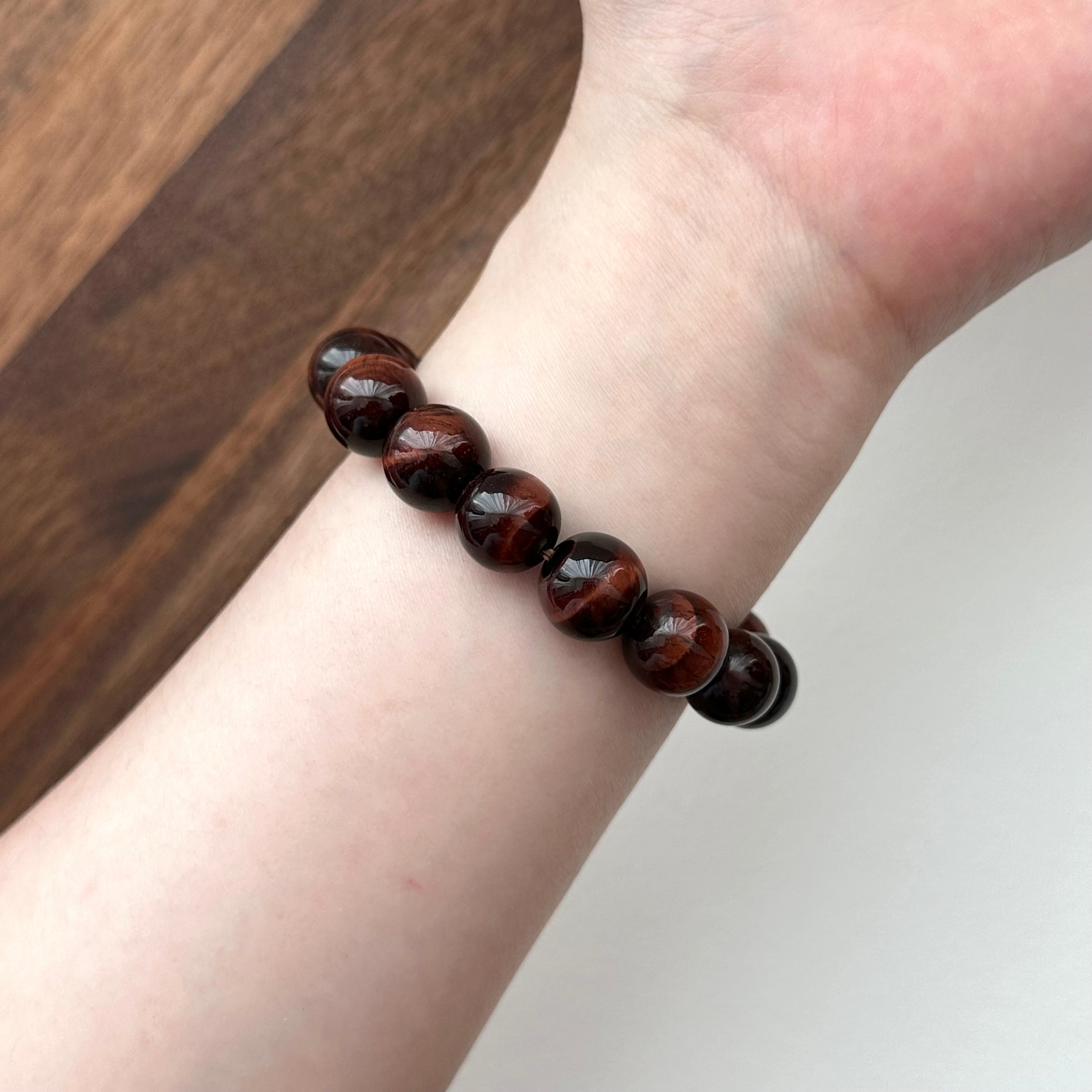 BS219 [Gemini Birthstone] Red Tiger Eye Ring Silver Plated Bracelet