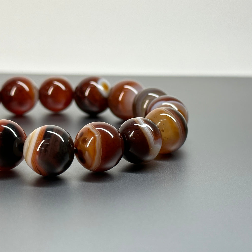 B25 花夜紋條紋縞瑪瑙純珠手鏈手串