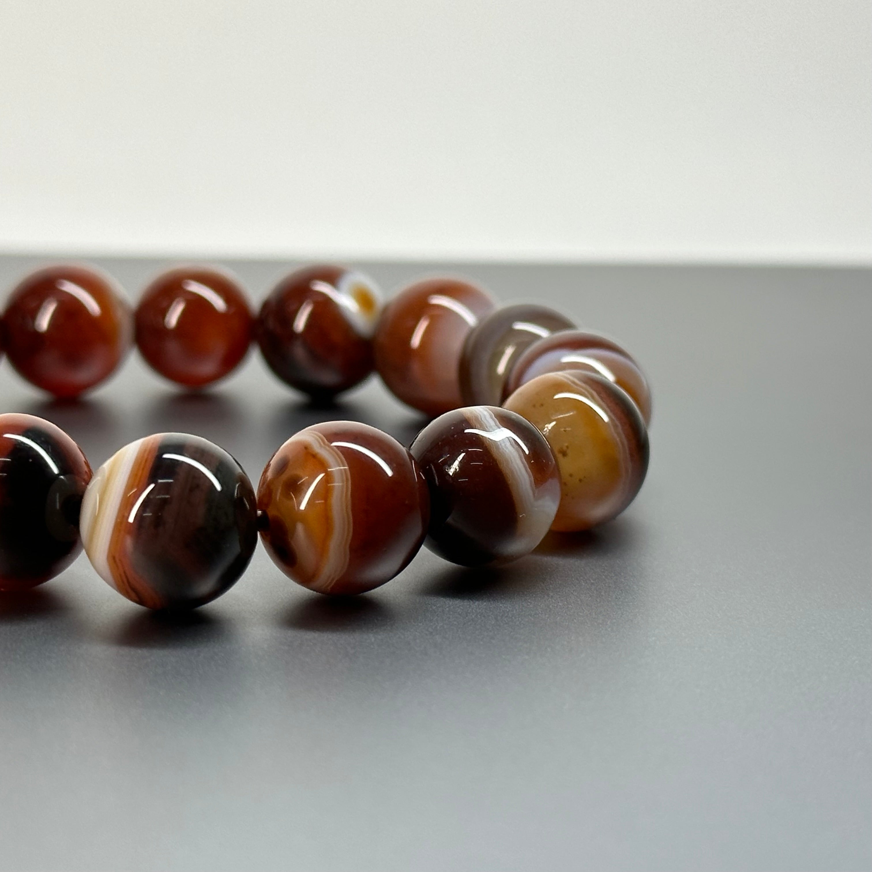 B25 花夜紋條紋縞瑪瑙純珠手鏈手串