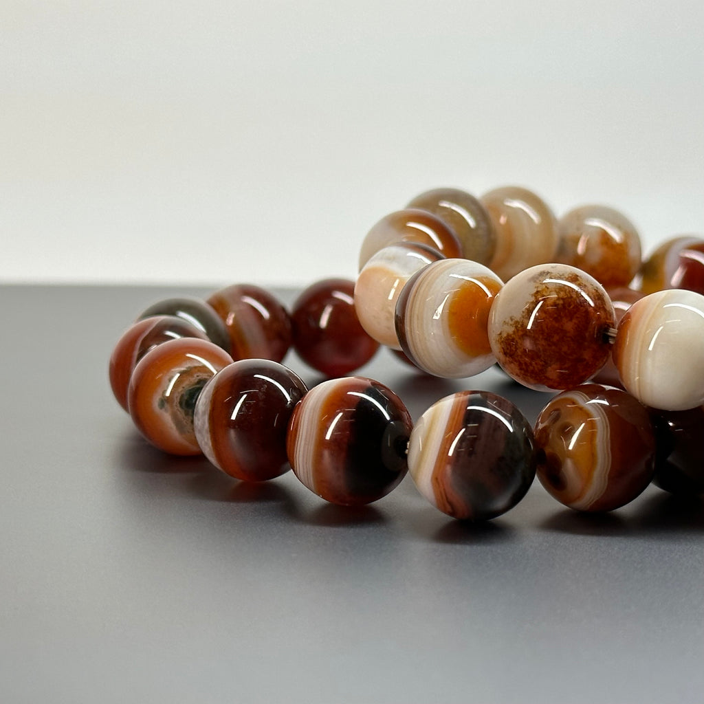 B25 花夜紋條紋縞瑪瑙純珠手鏈手串