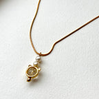 N52 [Aries/Taurus | April] White Crystal | Freshwater Pearl | Cat Ears | Gold Plated Necklace