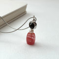 N53【獅子處女座|8月】黑瑪瑙|紅琉璃|鍍銀頸鏈項鏈