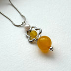 N54 [Keep a Happy Mood] Yellow Agate | Flower | Silver Plated Necklace